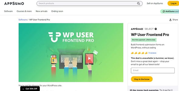 WP User Frontend Pro appsumo for WordPress