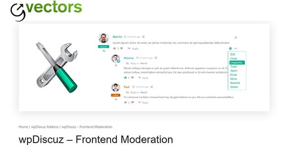 wpDiscuz Front End Moderation for WordPress