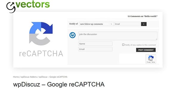 wpDiscuz Google reCAPTCHA for WordPress