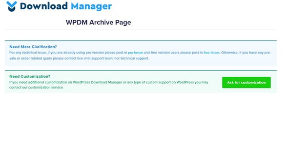 WPDM Archive Page for WordPress