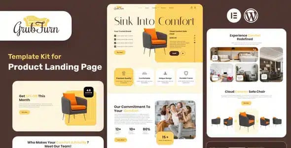 GrubFurn Single Product Elementor Pro Template Kit