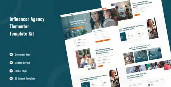 Inplu Influencer Agency and Marketing Elementor Template Kit