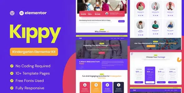 Kippy Kindergarten Elementor Pro Template Kit