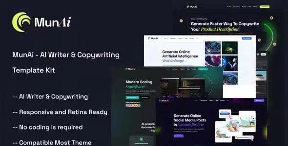 MunAi AI Writer and Copywriting App Elementor Template Kit