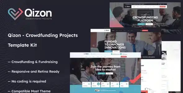 Qizon Crowdfunding Projects Elementor Template Kit