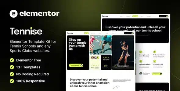 Tennise Tennis School and Sports Club Elementor Template Kit